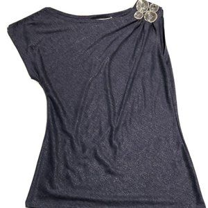 Mark + James By Badgley Mischka Womens Sequin Off The Shoulder Shirt M